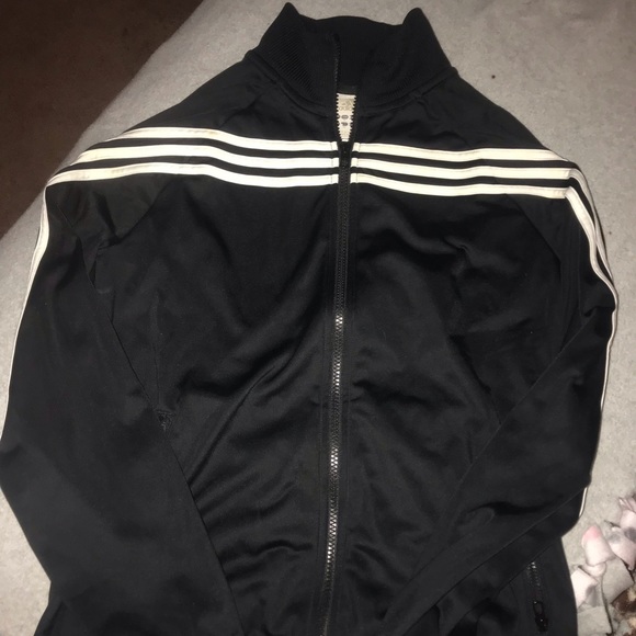 adidas black 3 stripe jacket